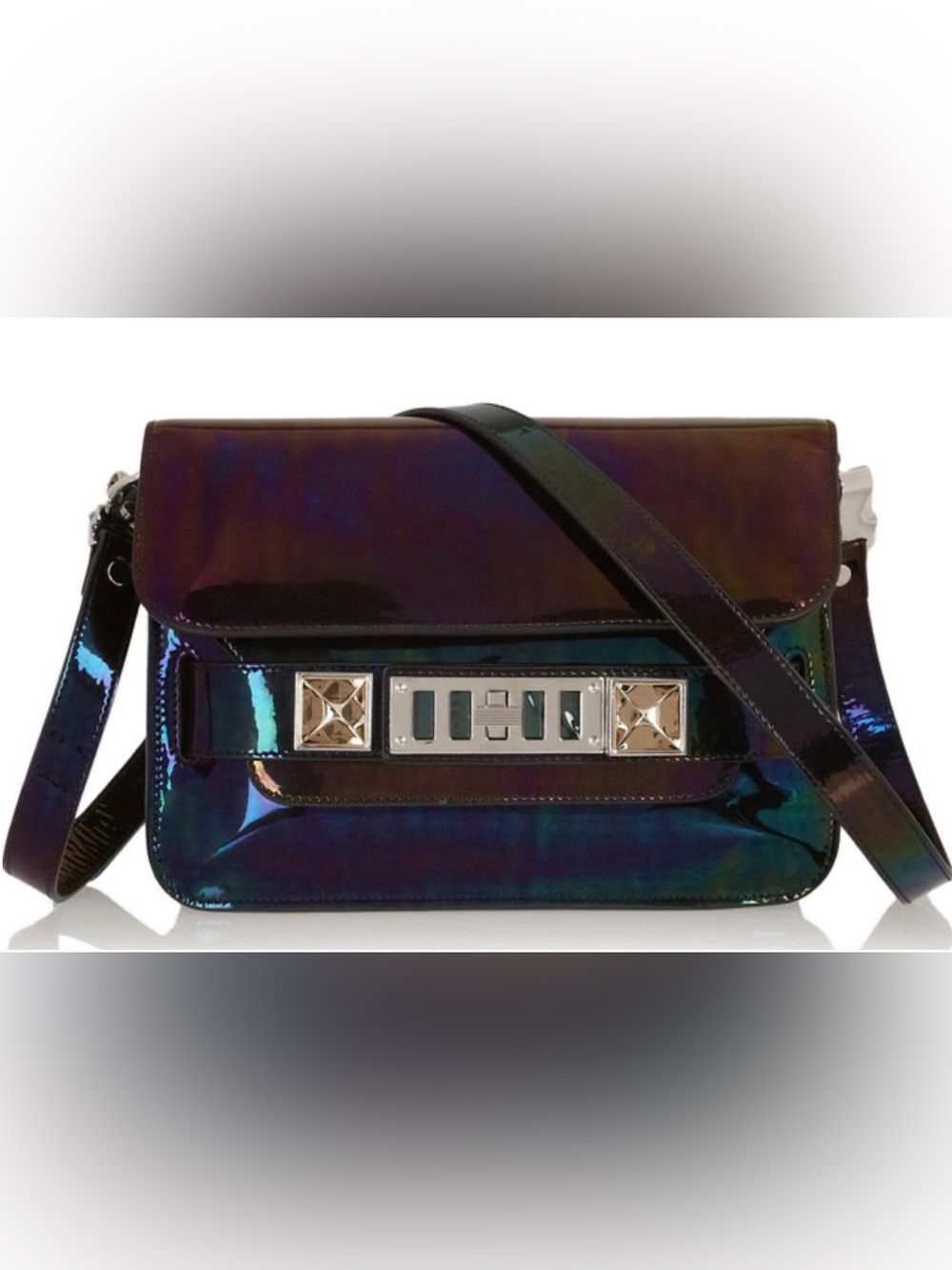 Proenza Schouler PS11 Holographic Black Patent Leather Mini Classic Crossbody